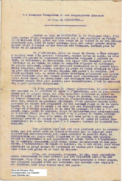 Grafenwöhrdocuments13a.jpg - 13a : Description de la vie des prisonniers par Louis GUITTON, né le 02/10/1886 à Valréas. N° matricule 186 au recrutement d'Avignon. Interné à Grafenwöhr le 21 septembre 1914. Rapatrié le 22 juillet 1915 comme sanitaire.