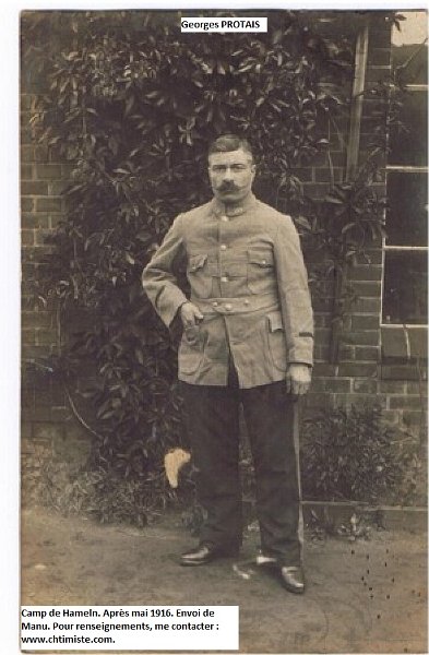 hameln Protais.jpg - Georges PROTAIS du 129ème régiment d'infanterie fait prisonnier le 22 mai 1916, secteur du fort de Douaumont (55).