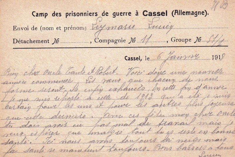 06 01 1918a.jpg - 18 recto : Lettre du camp de Cassel - Janvier 1918