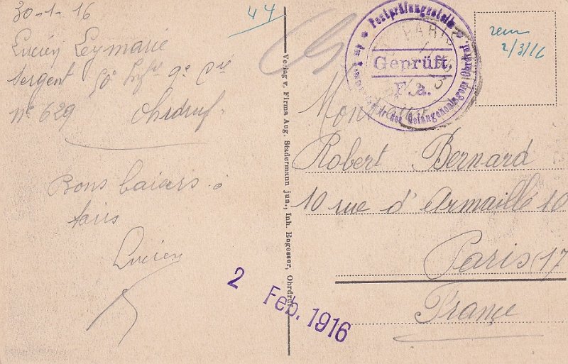 30 01 1916b.jpg - 14 verso : Camp d'Ohrdruf - Mars 1916